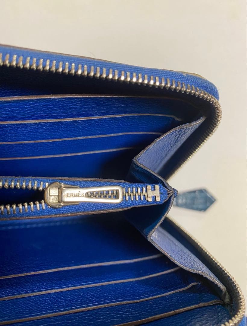 エルメス クロコ アザップ アリゲーター ウォレット ブルー