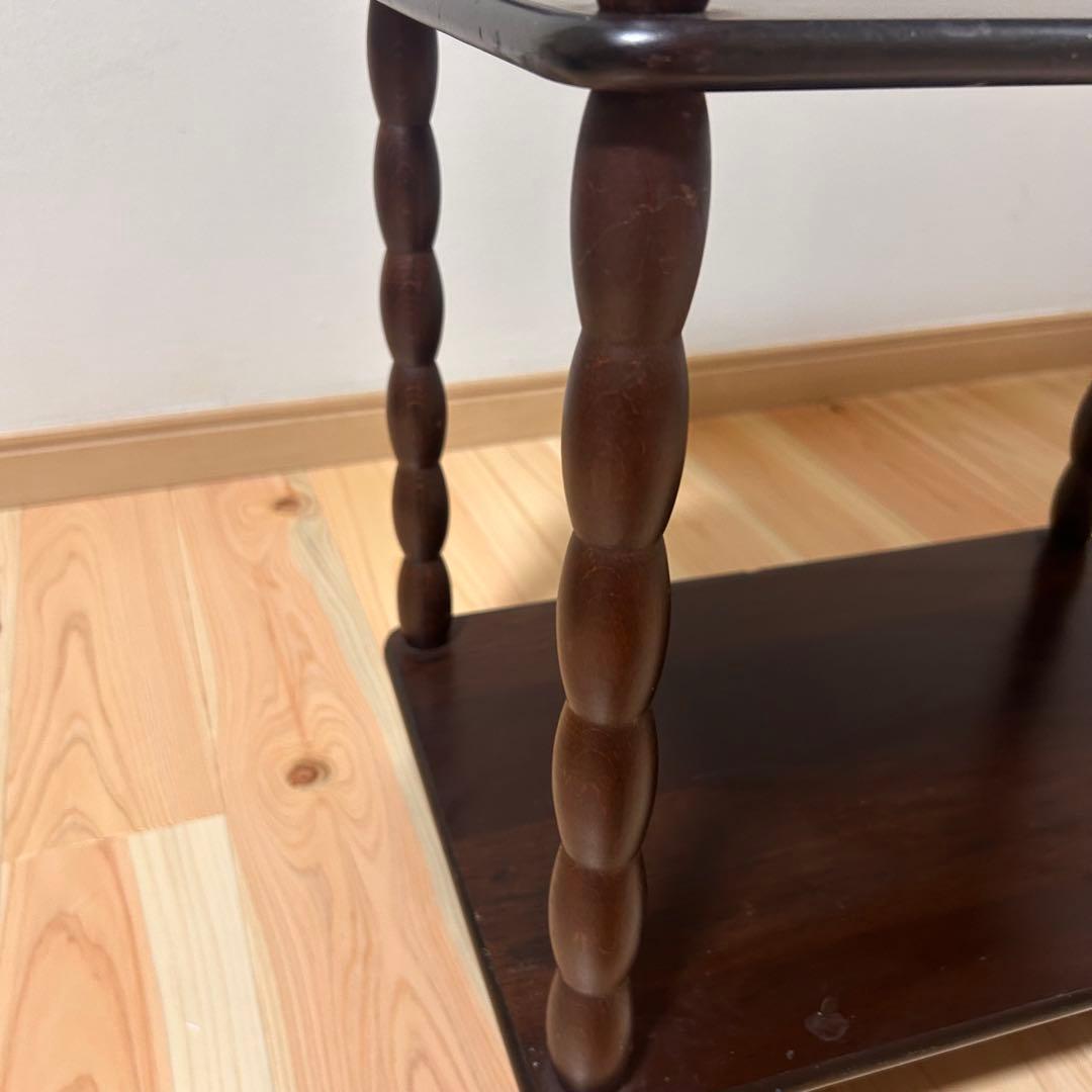 【送料込み】アンティーク　天然木シェルフ　ラック　ダークブラウン 3段