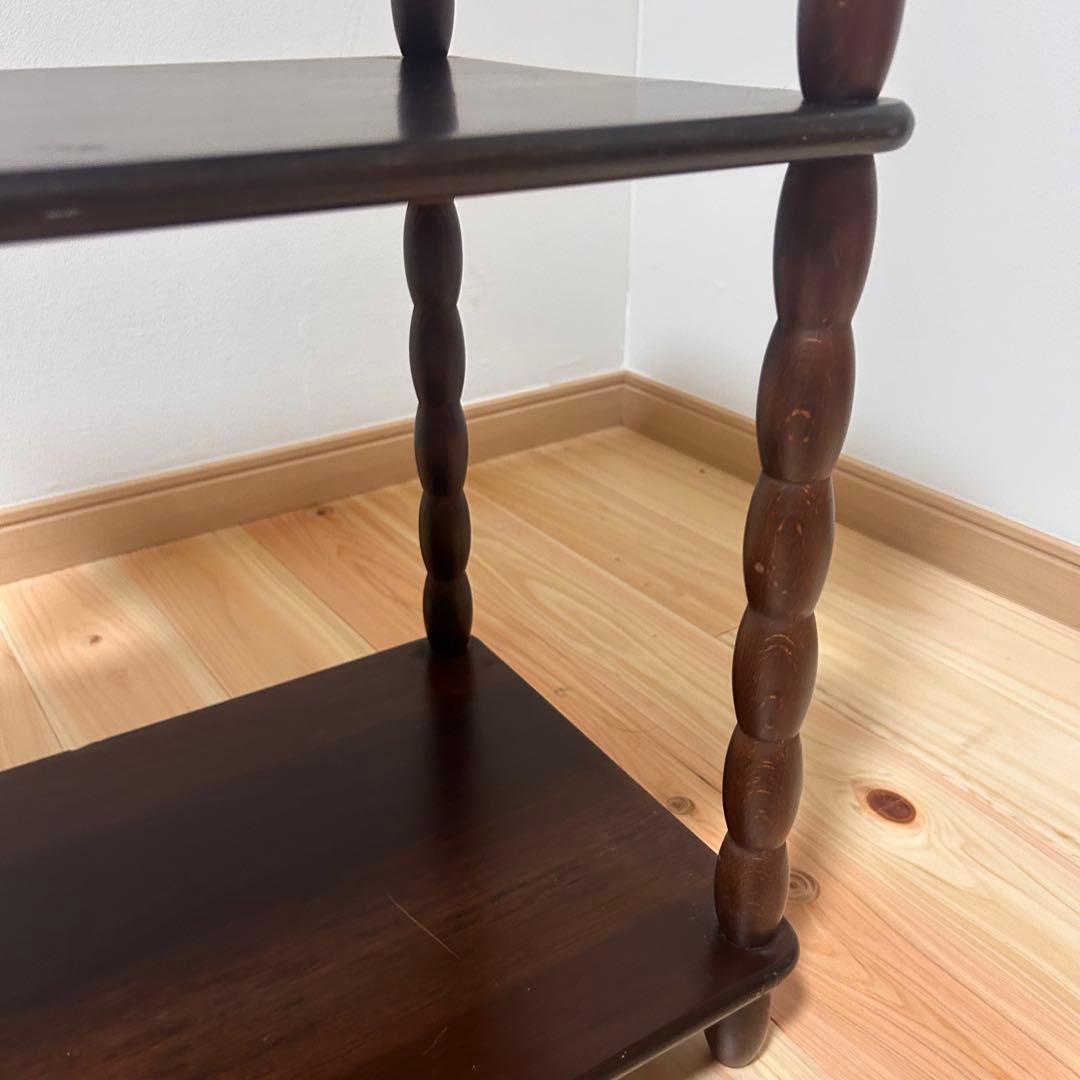 【送料込み】アンティーク　天然木シェルフ　ラック　ダークブラウン 3段