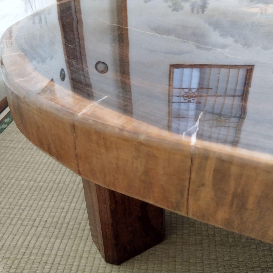 昭和レトロ 銘木 欅材 一枚板 大型座卓 円卓 センターテーブル サイドテーブル