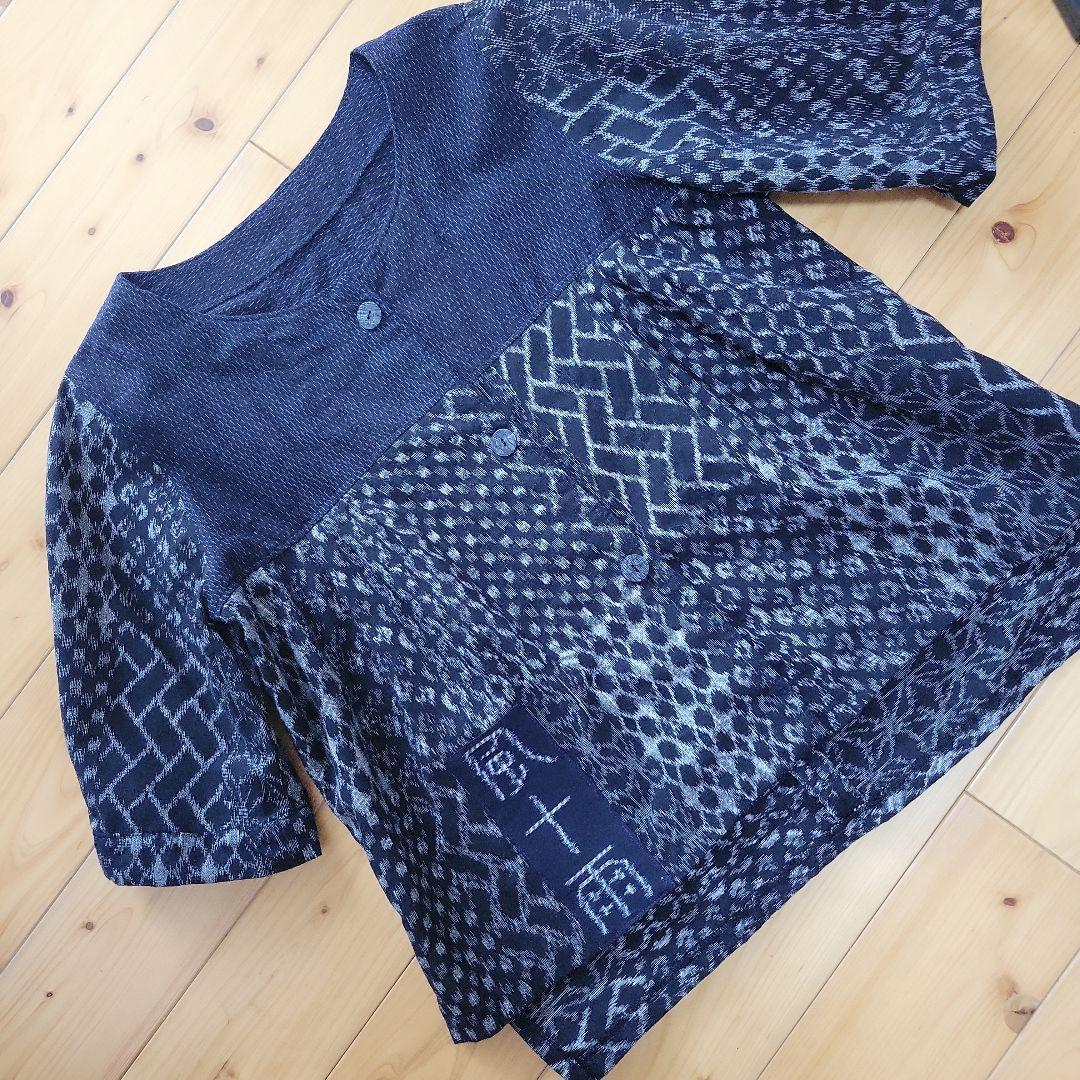 くりんこ絣ブラウスパンツ　反物からお仕立てオリジナルデザイン一点もの