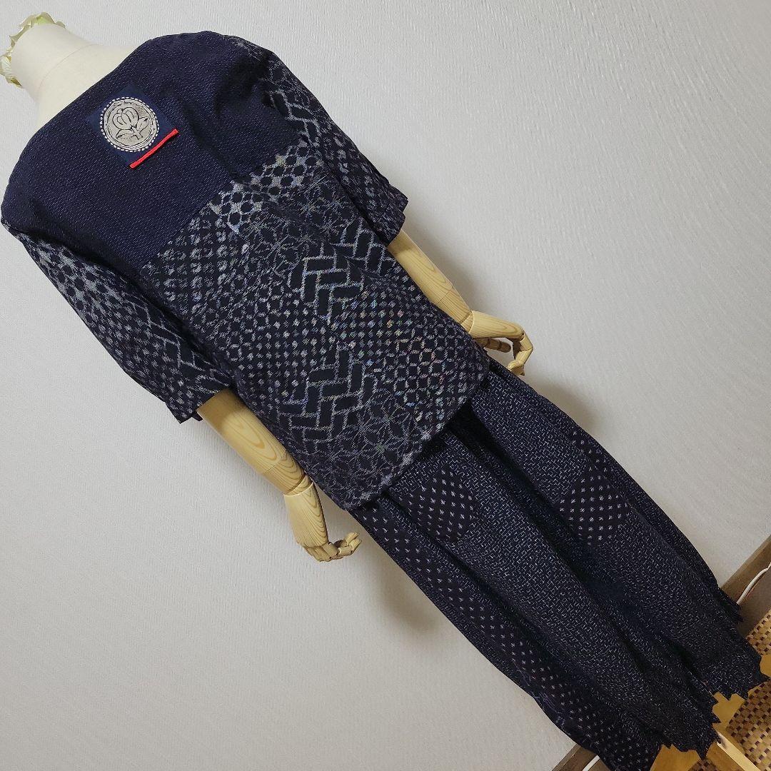 くりんこ絣ブラウスパンツ　反物からお仕立てオリジナルデザイン一点もの