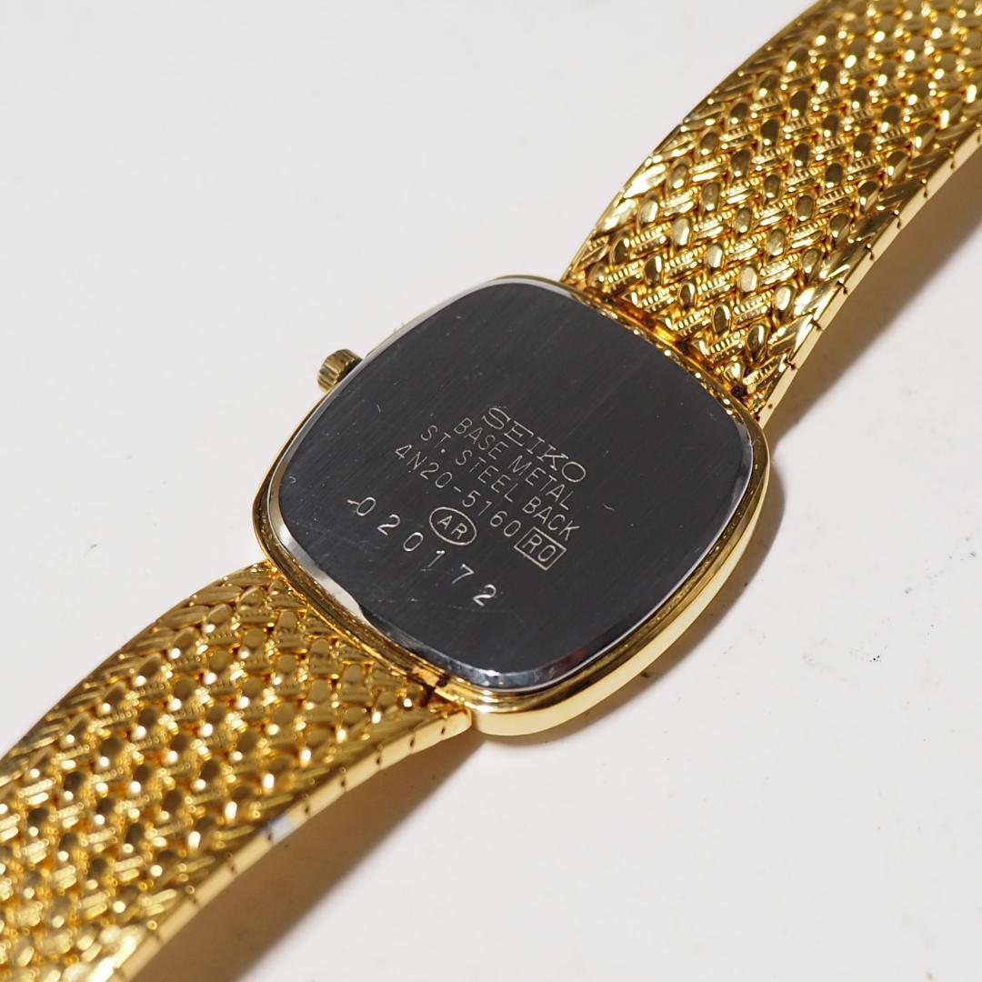 美品 エクセリーヌ セイコー SEIKO 1Pダイヤ スクエア 腕時計 H347