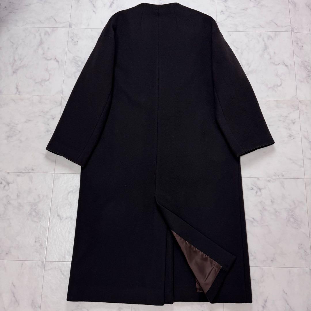 美品　IENA　マンテコ　ロングコート　ノーカラー　ダークブラウン　M-L秋冬