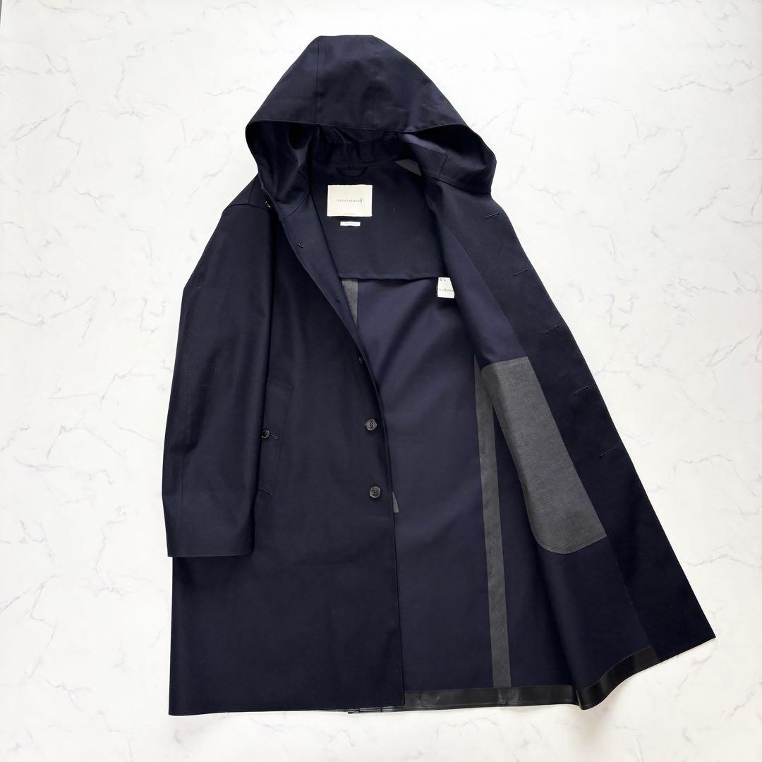 極美品 マッキントッシュ クラークストン ゴム引きコート フーデッド 紺 38