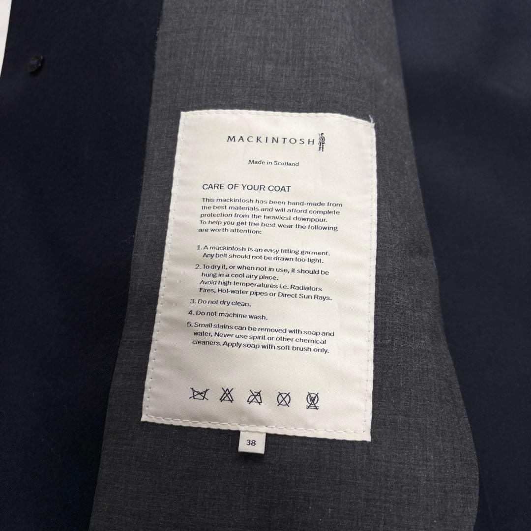極美品 マッキントッシュ クラークストン ゴム引きコート フーデッド 紺 38