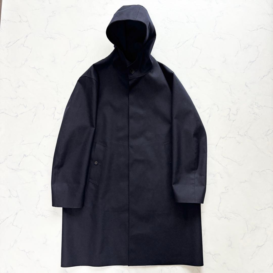 極美品 マッキントッシュ クラークストン ゴム引きコート フーデッド 紺 38