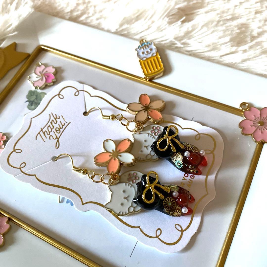 ☆お正月猫ちゃんピアス☆C