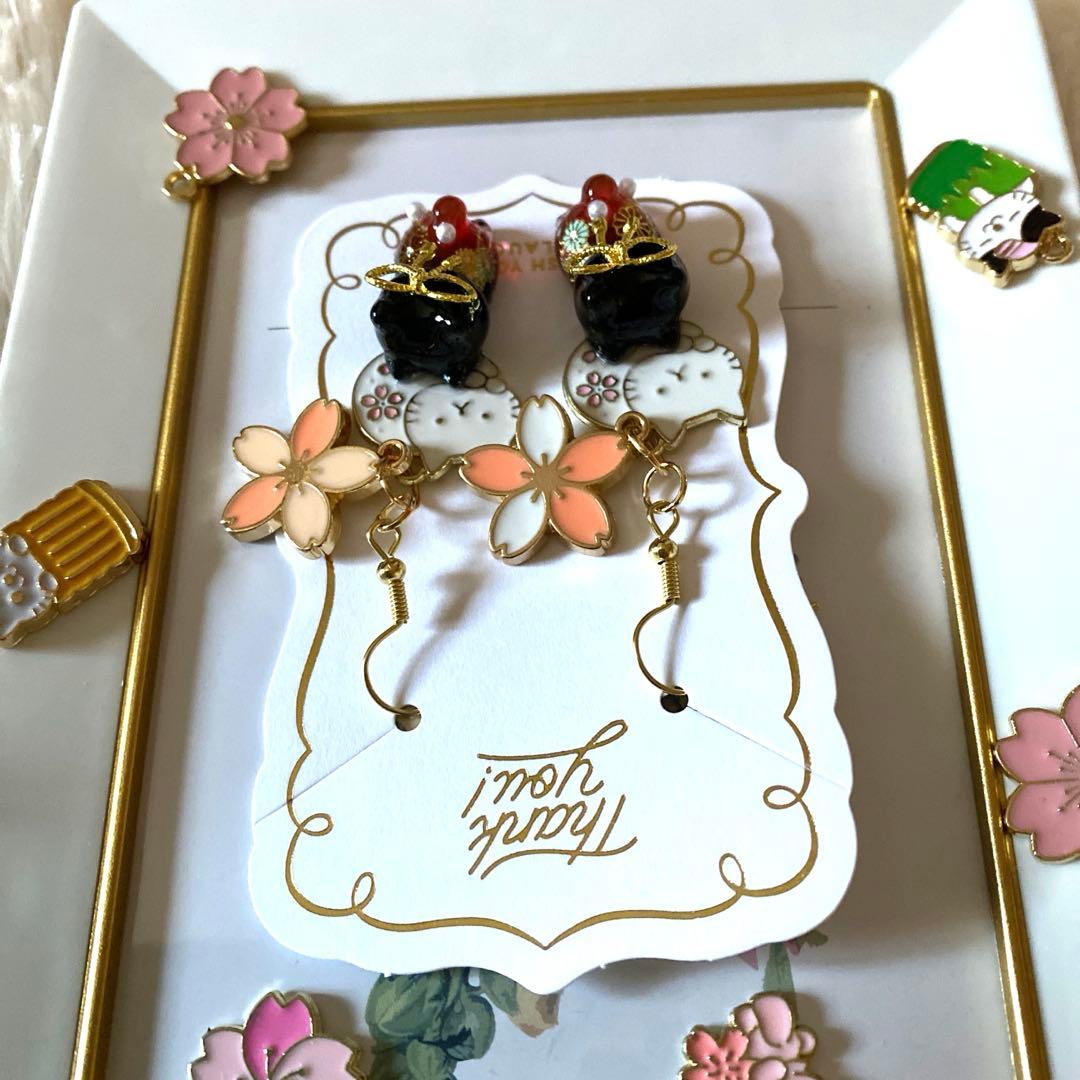 ☆お正月猫ちゃんピアス☆C