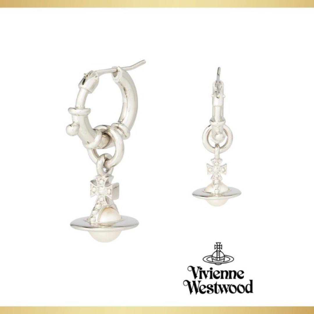 シルバー パール クロスモチーフ ピアス(片耳用)