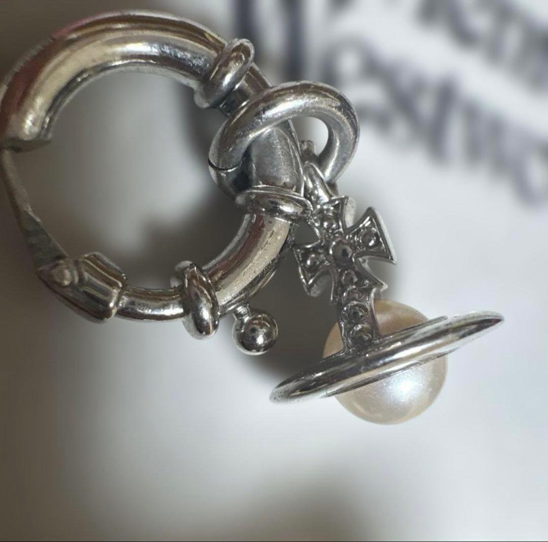 シルバー パール クロスモチーフ ピアス(片耳用)