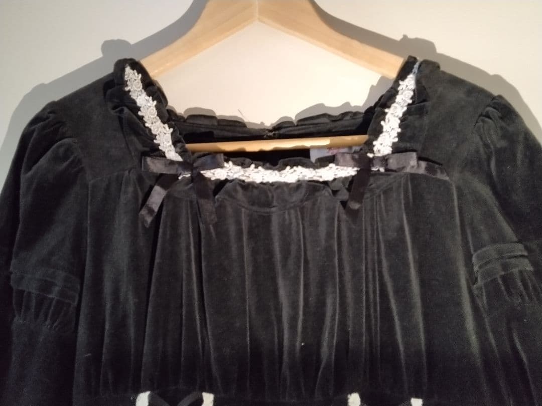 AngelicPretty黒ベルベットケープ付きロリータワンピース