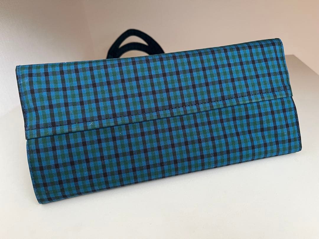 ファミリア familiar 青チェック トートバッグ大