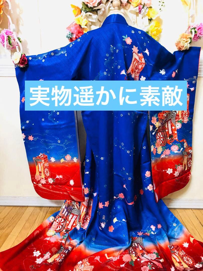 七五三 七歳‼️正絹御所車桜金彩金箔際立つ‼️完全フルセット‼️