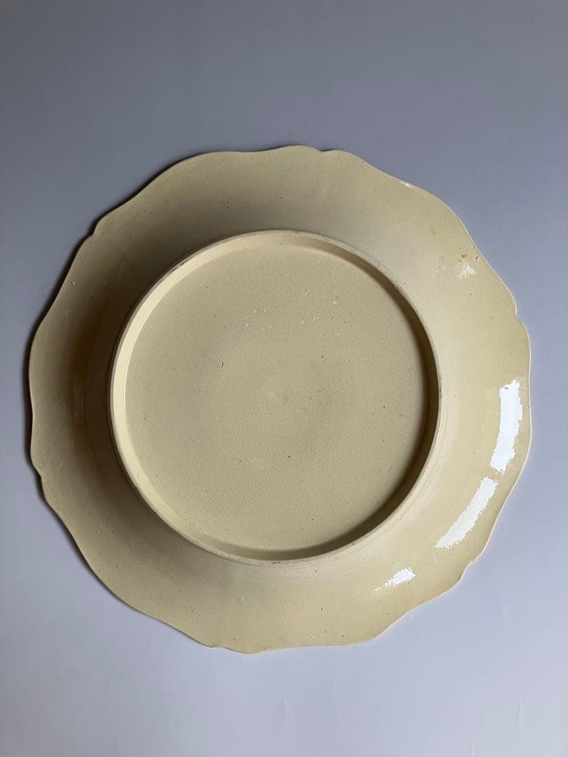 レア　19世紀初　花フォルムのレリーフ皿　イギリス　アンティーク　葡萄