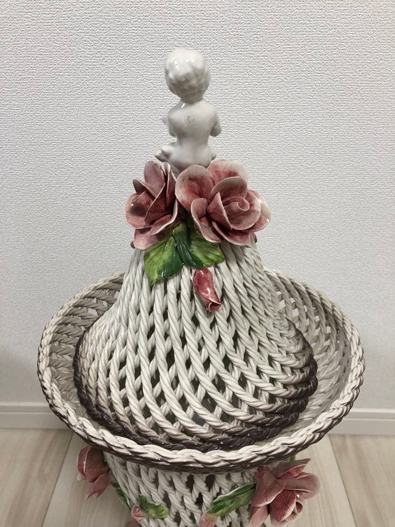 【希少】　アールヌーヴォー アンティークランプ　陶器 エンジェル 天使