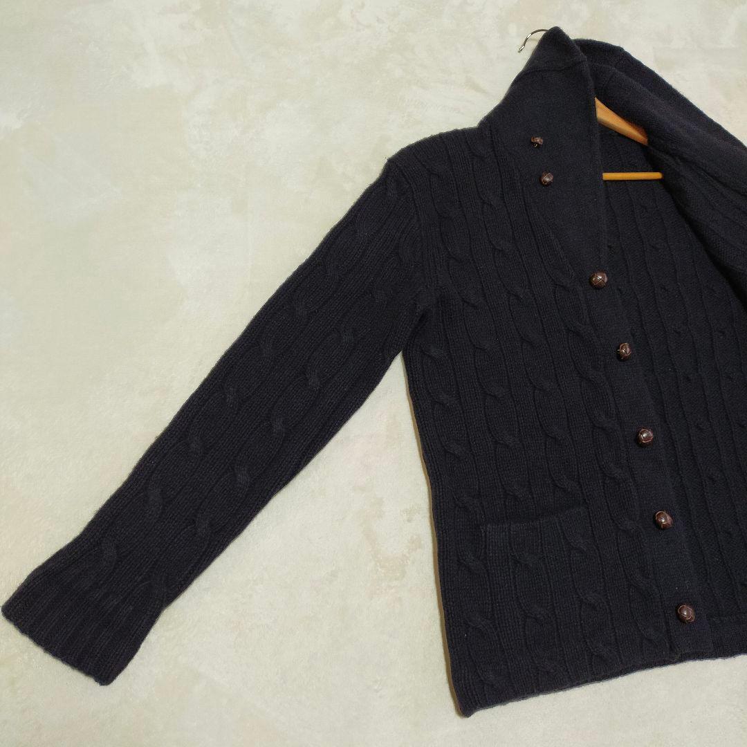 美品　ポロラルフローレン　ショールカラー　ケーブルニットカーディガン　胡桃釦