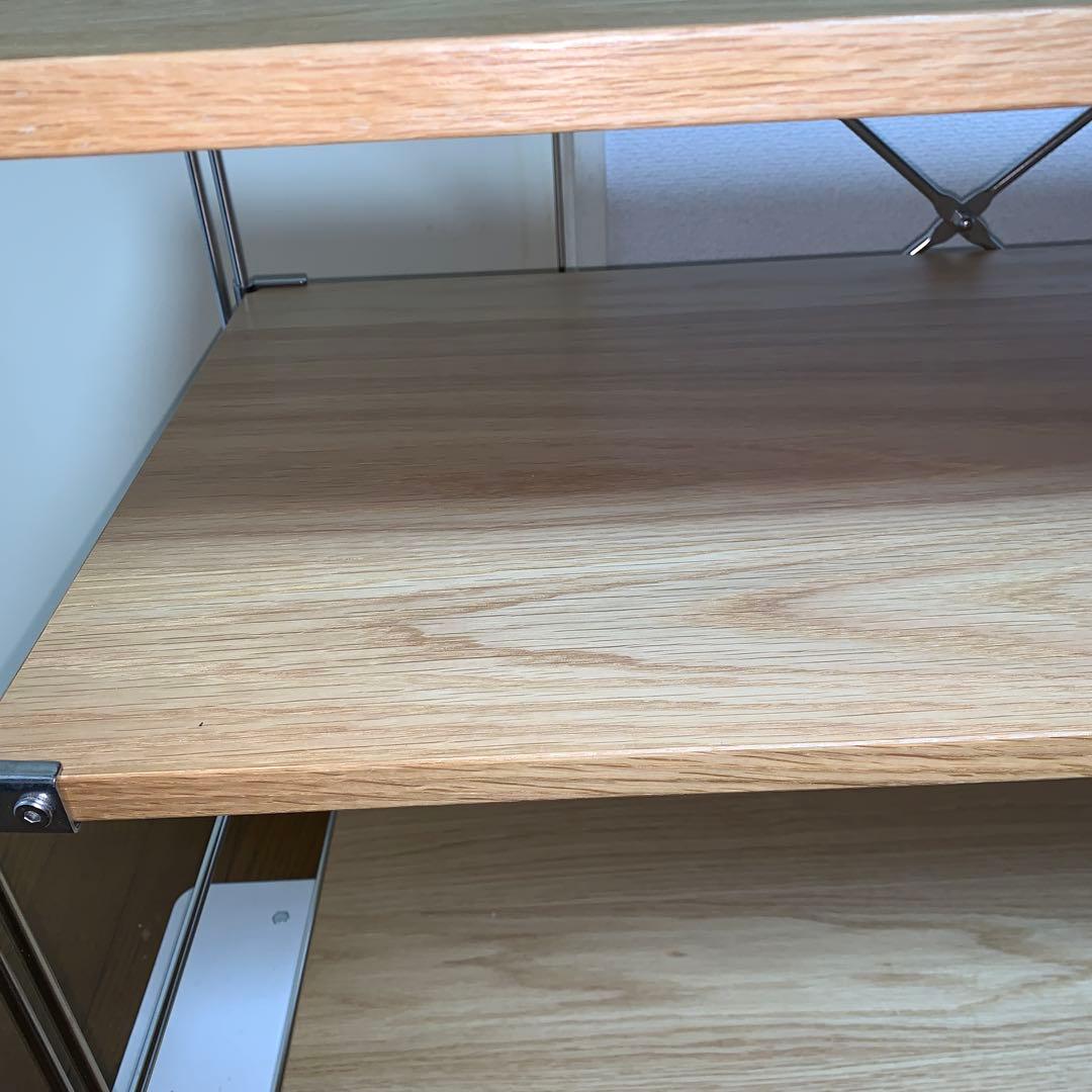 印良品　ステンレスユニットシェルフ・オーク材・カップボードセット