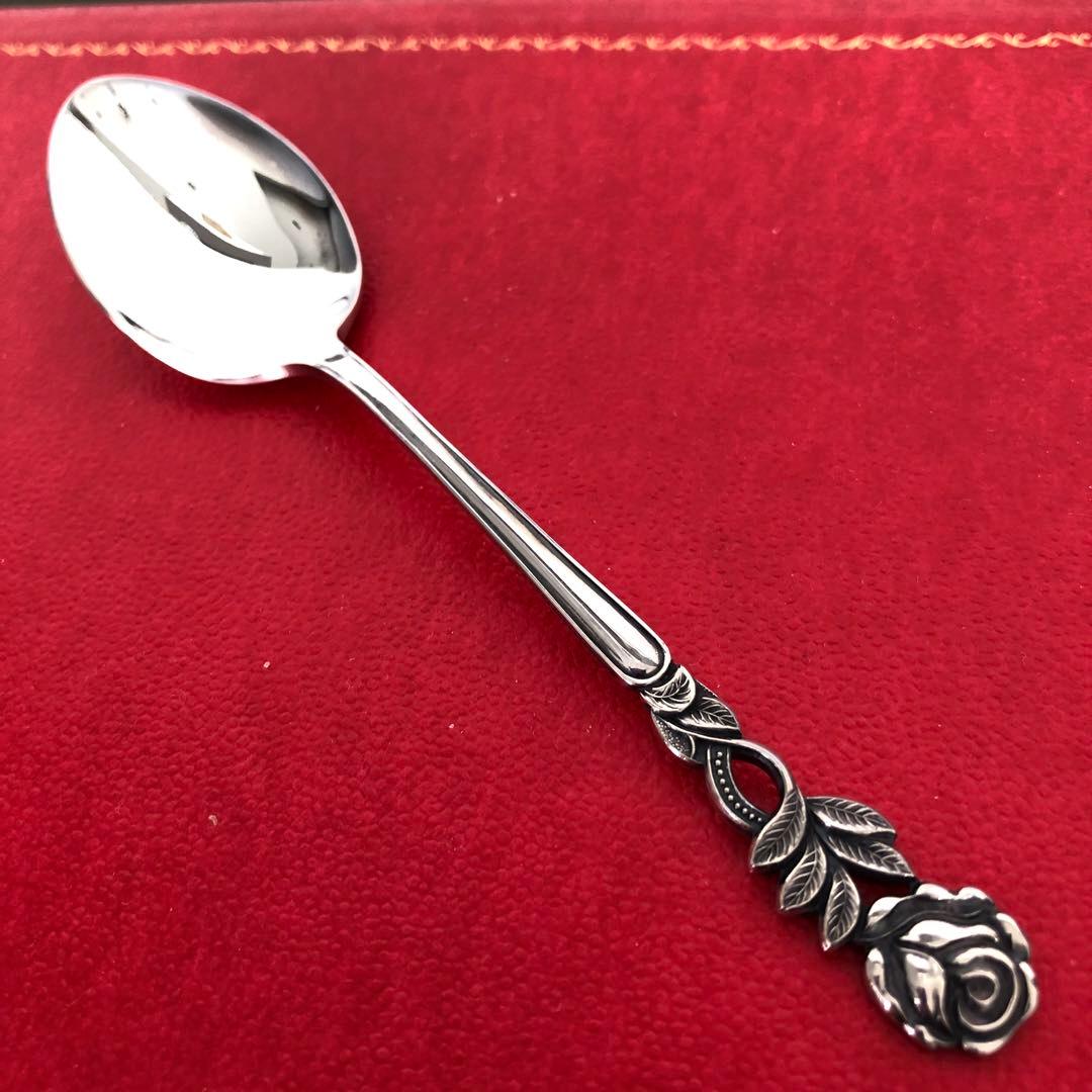未使用　銀製　スプーン5客セット　純銀　シルバー　バラ　薔薇　SILVERローズ