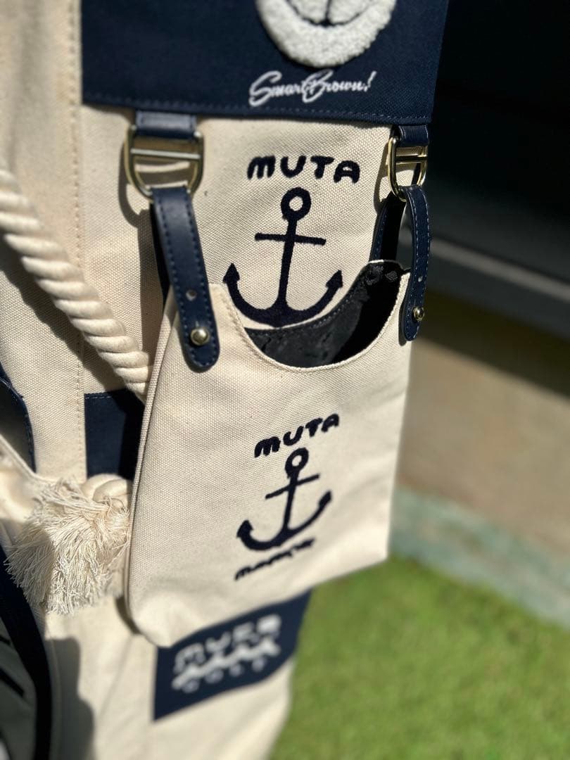 MUTA MARINE GOLF ボーダー柄 帆布製 ホワイト×ネイビー