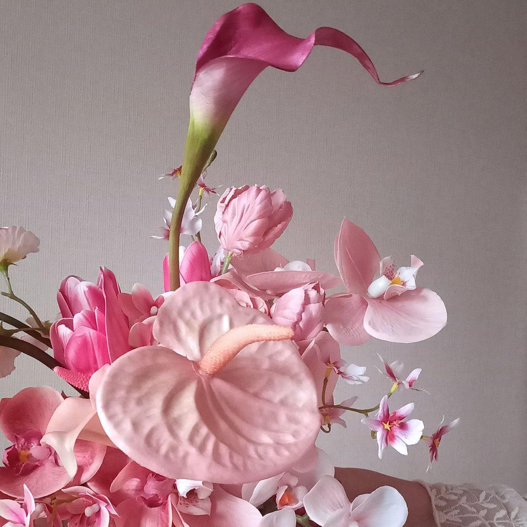 胡蝶蘭アマランサス　アンスリウム　ウェディングブーケ　アーティフィシャルフラワー