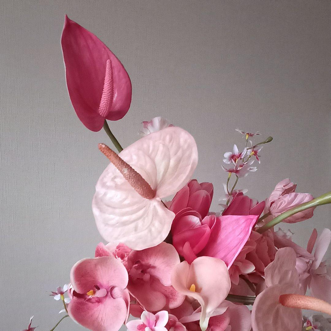 胡蝶蘭アマランサス　アンスリウム　ウェディングブーケ　アーティフィシャルフラワー