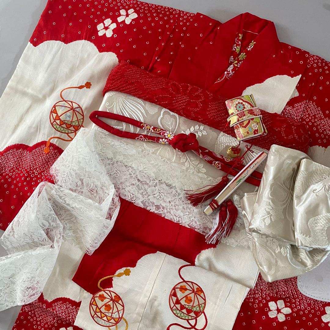 七五三　小さめ7歳さん　6歳　正絹お着物セット