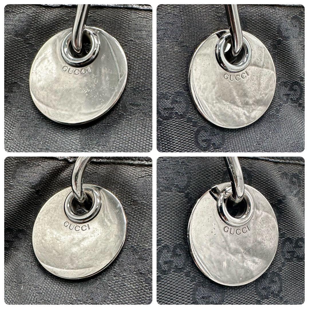 GUCCI トートバッグ 肩掛け ロゴ金具 A4 gg キャンバス ブラック