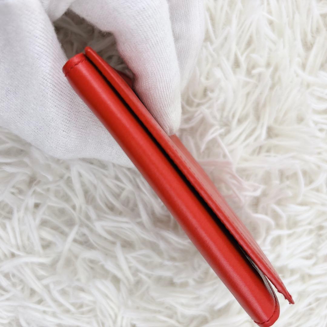 美品✨TIFFANY&Co. レザー三つ折り財布 レッド コンパクトミニ