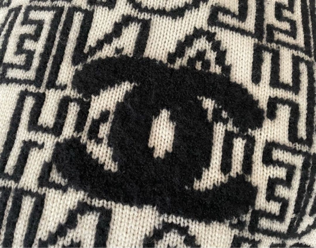 極美品CHANEL シャネル リバーシブルココマーク ロゴ マフラー