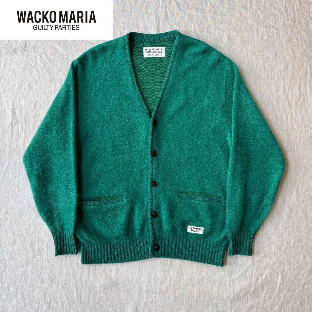 WACKOMARIA ワコマリア モヘア カーディガン グリーン M 猫目ボタン