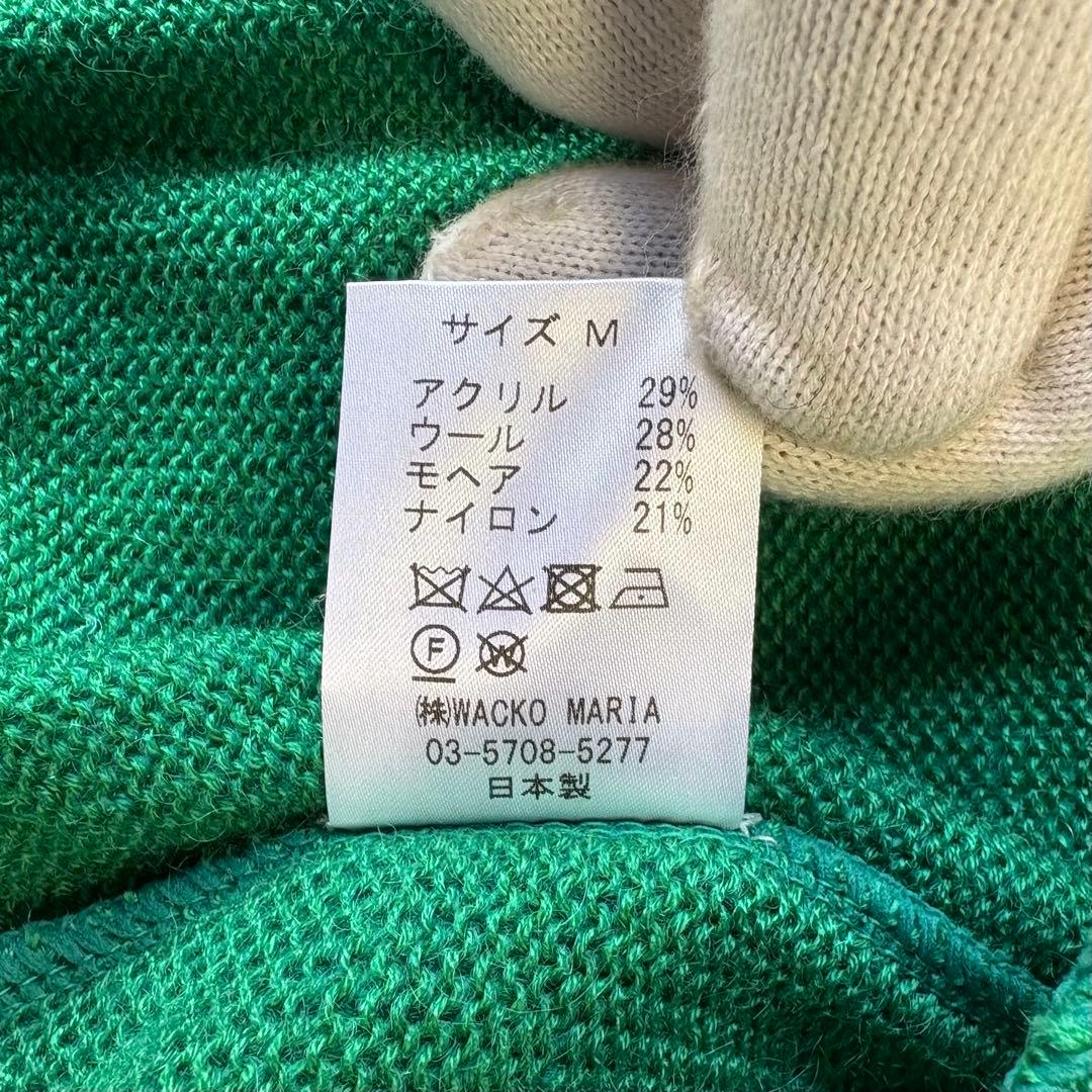 WACKOMARIA ワコマリア モヘア カーディガン グリーン M 猫目ボタン