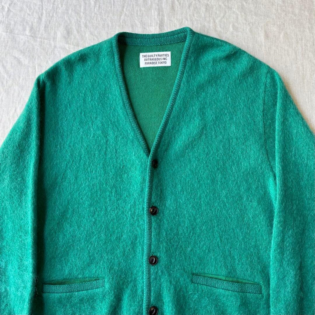 WACKOMARIA ワコマリア モヘア カーディガン グリーン M 猫目ボタン