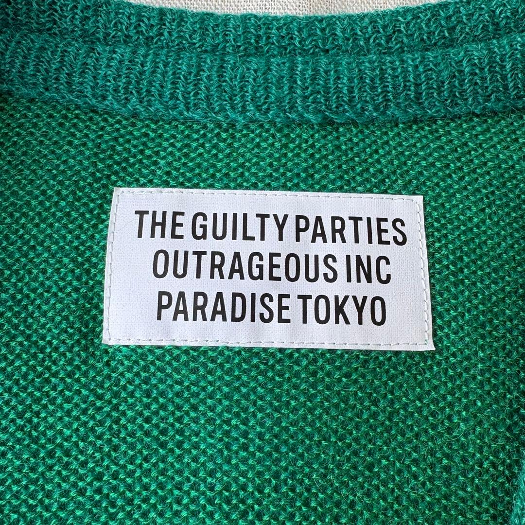 WACKOMARIA ワコマリア モヘア カーディガン グリーン M 猫目ボタン