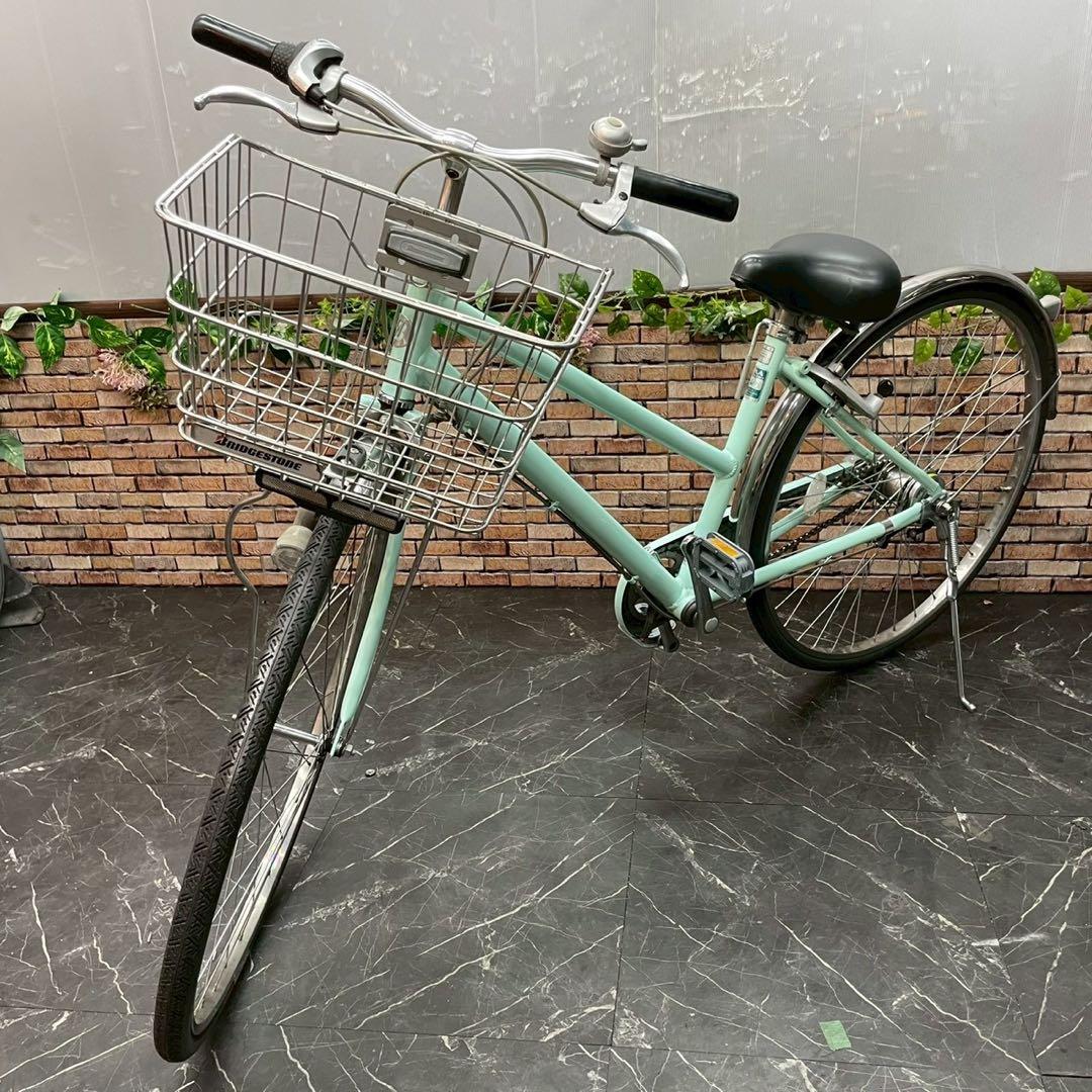 【80】一般車 シティー車 ブリヂストン ミントグリーン 27インチ 変速付き