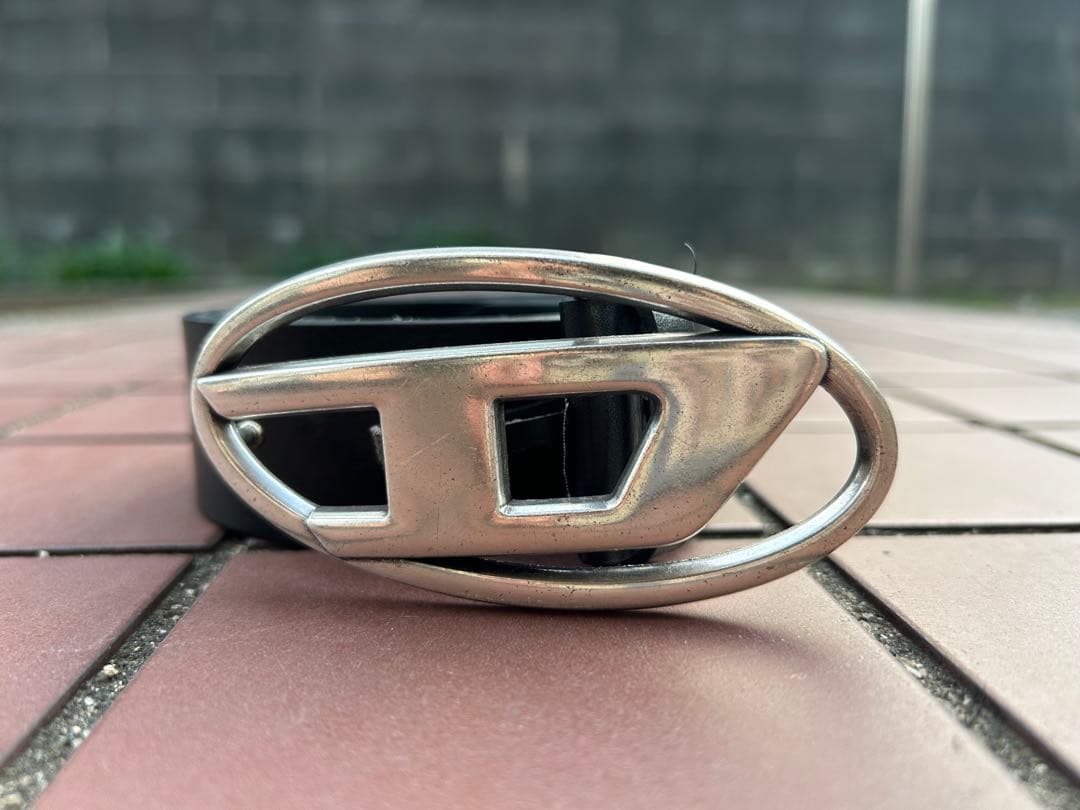 DIESEL ブラック ベルト シルバー バックル