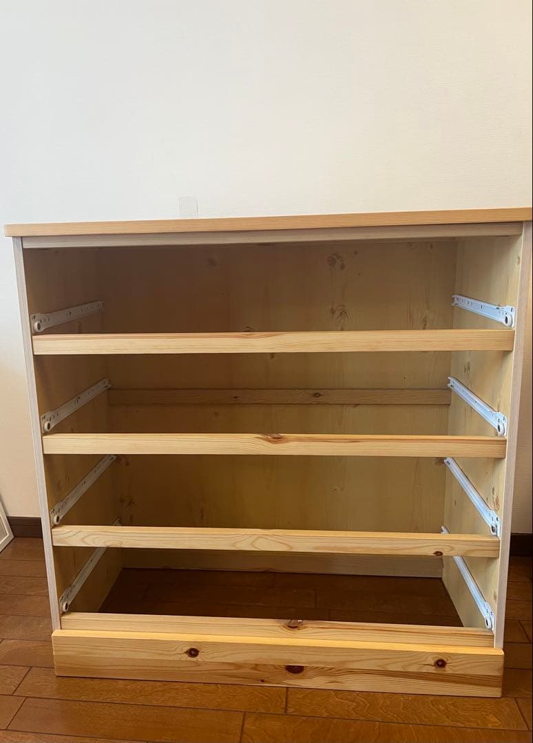 無印良品　パイン材４段チェスト・ワイド