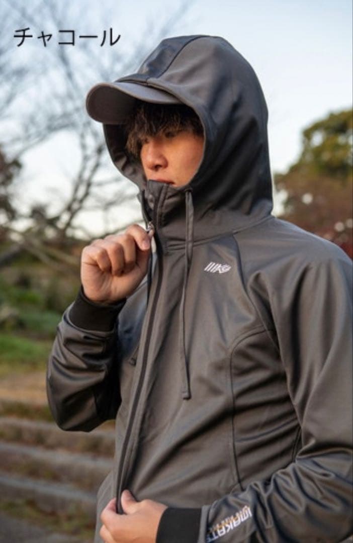 イマカツ　ジャージー ジップアップ フーディー　チャコール