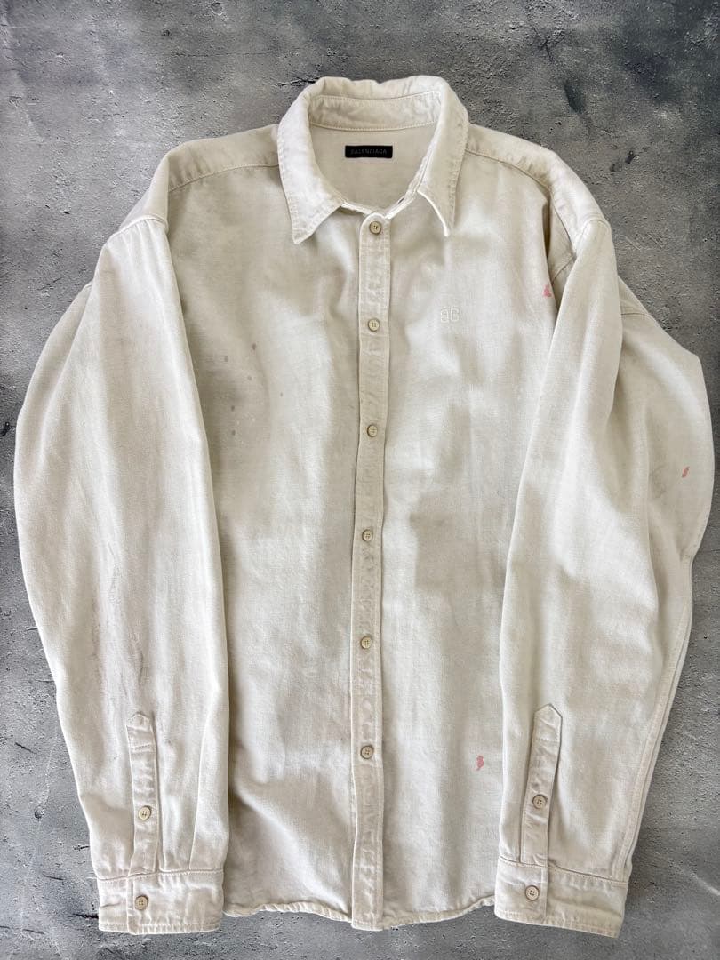 2022 BALENCIAGAバレンシアガ ペイント加工シャツ M