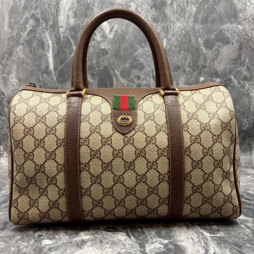 ✨極美品✨GUCCI シェリーライン GG ボストンバッグ レザー ベージュ