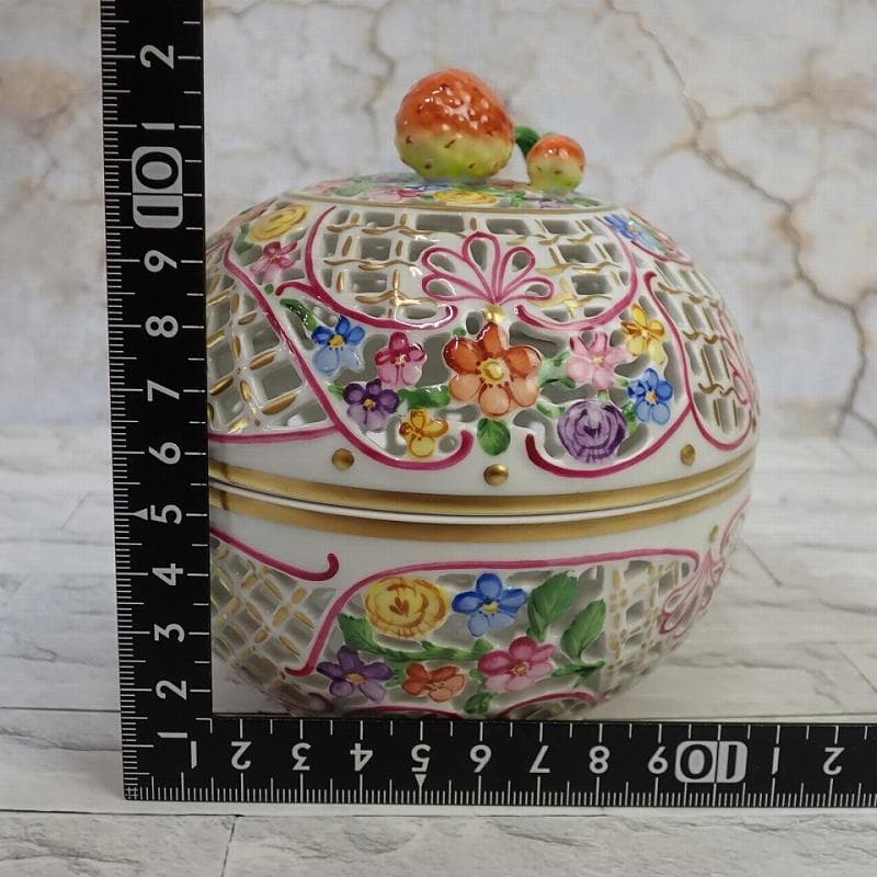 RU-5564 ヘレンド ボンボニエール 透かし小物入れファンタジーシリーズ大型