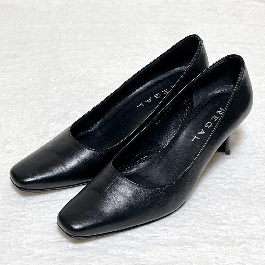 【極美品】REGAL リーガル パンプス 黒 スクエアトゥ 22.5cm 日本製