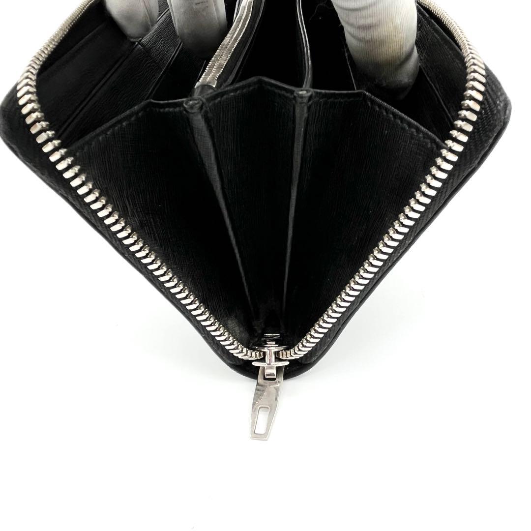 【美品】バレンシアガ　ラウンドファスナー　レザー　本革　　ブラック