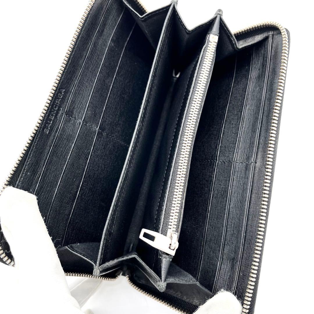 【美品】バレンシアガ　ラウンドファスナー　レザー　本革　　ブラック