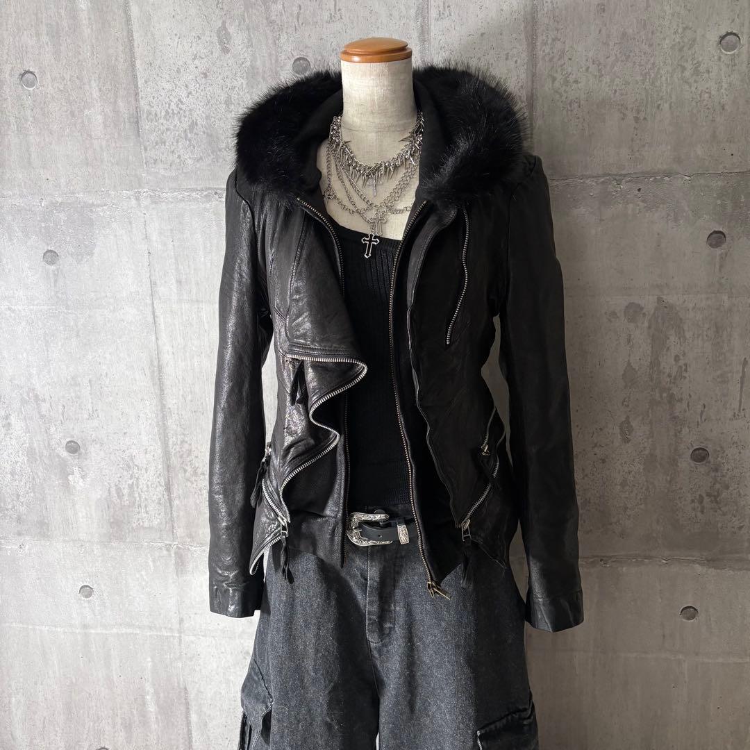 ジャケット・アウター 2000's draped leather jacket gimmick y2k