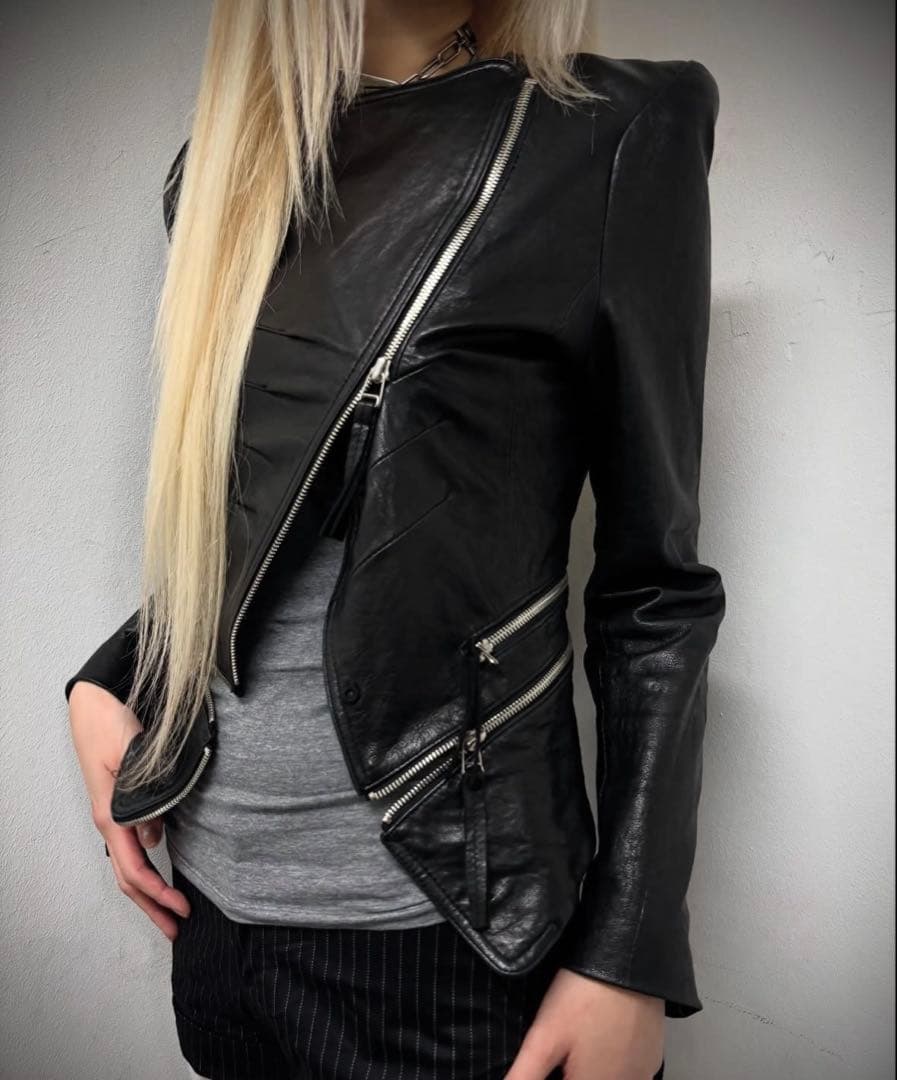 ジャケット・アウター 2000's draped leather jacket gimmick y2k