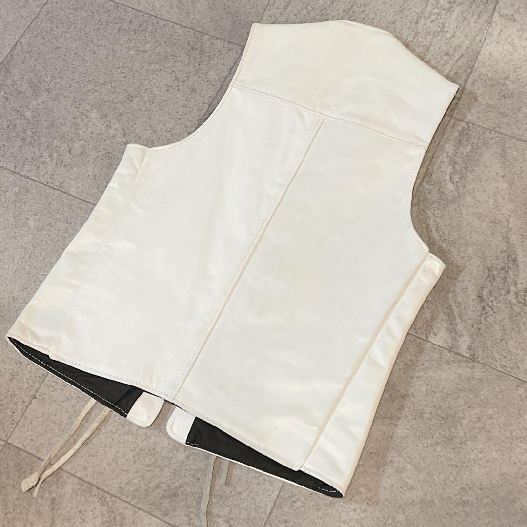 希少✨Schott レザーベスト コンチョ ホワイト USA製 Sサイズ 90s