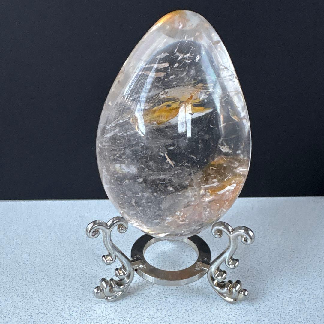 ヒマラヤ水晶ヒーラー共生　たまご型　約93ミリ!!! 台座付き