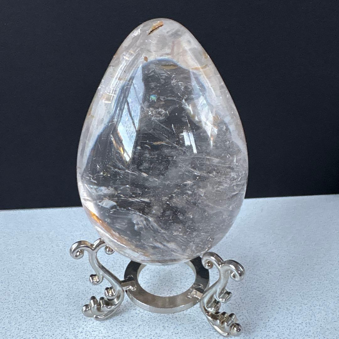 ヒマラヤ水晶ヒーラー共生　たまご型　約93ミリ!!! 台座付き