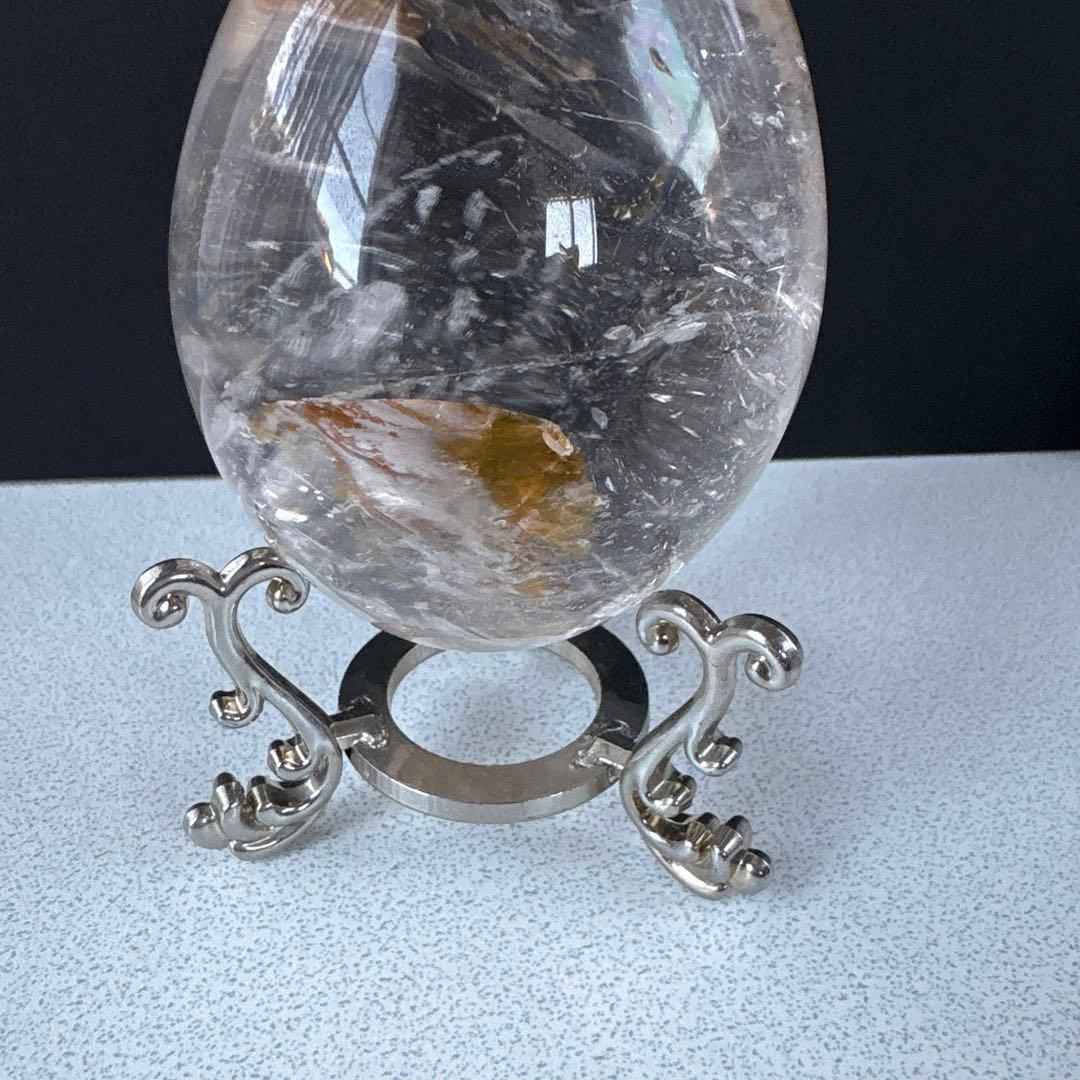 ヒマラヤ水晶ヒーラー共生　たまご型　約93ミリ!!! 台座付き